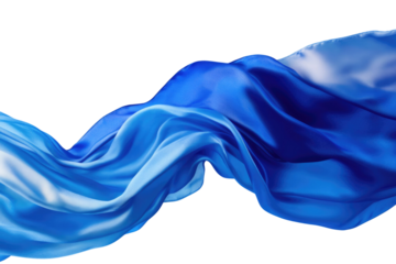 Flying gradient light to dark blue silk textile fabric flag isolated on blue background. Smooth elegant Colorful gradient Satin for grand opening ceremony PNG