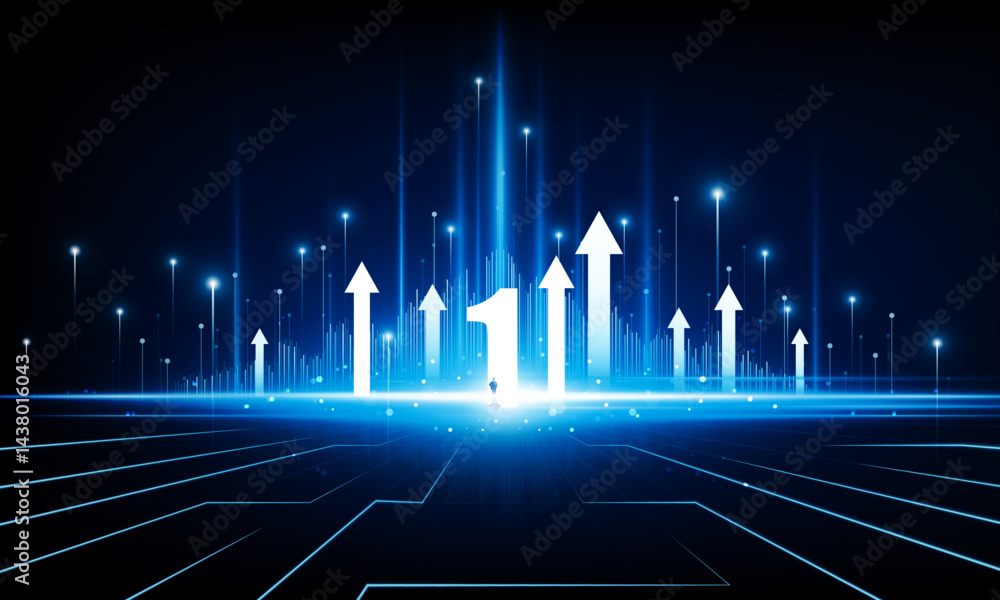 Poster abstract business ight number 1 light background hitech communication concept innovation background 