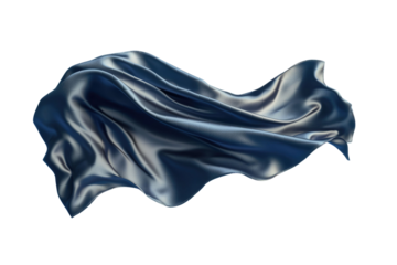 Flying gradient light to dark blue silk textile fabric flag isolated on blue background. Smooth elegant Colorful gradient Satin for grand opening ceremony PNG