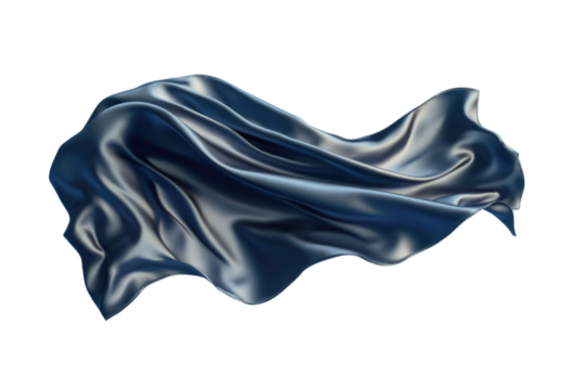 Flying gradient light to dark blue silk textile fabric flag isolated on blue background. Smooth elegant Colorful gradient Satin for grand opening ceremony PNG