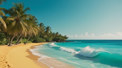 tropical beach with palm trees