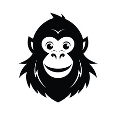 Stylized Orangutan Face Black Vector Artwork