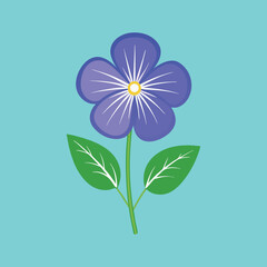 A digitally rendered image of a purple pansy flower against teal background
