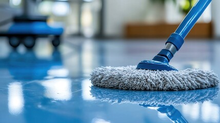 Floor cleaning in progress