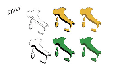 カラフルなイタリアの地図の手書きベクターイラスト