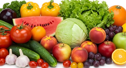 Grupo de diferentes frutas y verduras