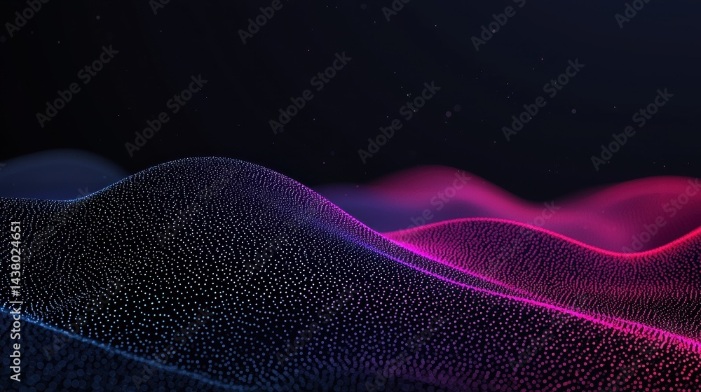 Poster a digital illustration of a wave-like pattern with a gradient of colors.