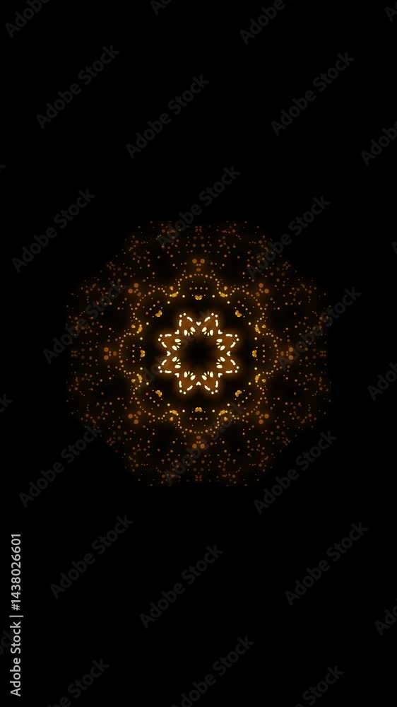 Poster elegantly looping vertical hd 4k background animation: a soft and clean gold kaleidoscope displaying