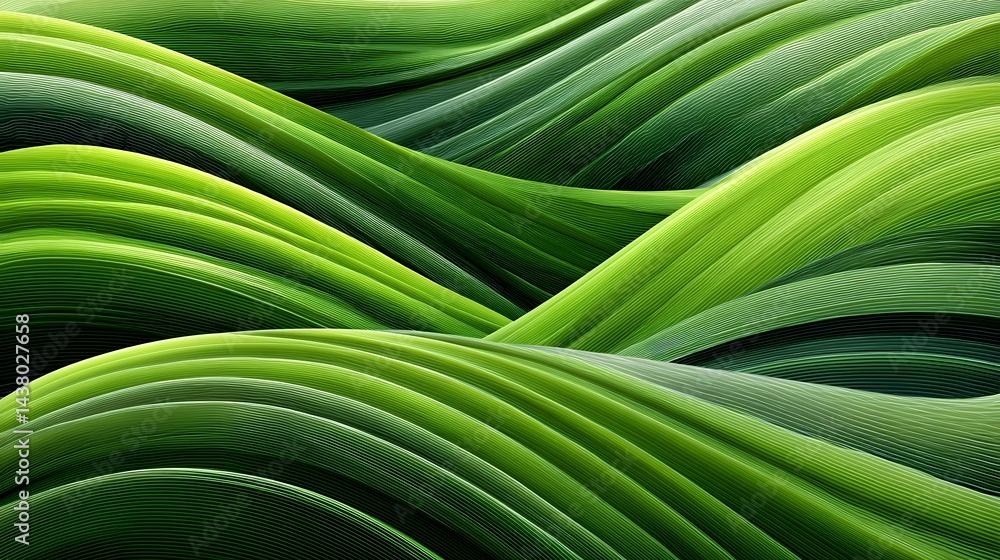 Aufkleber abstract green wave texture background digital art 3d rendering