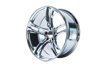 Wheel alloy car wheels rim silver chrome or mag wheel high isolated on cut out PNG or transparent background. Transport vehicles transportation. Car accessories. Performance auto part decoration