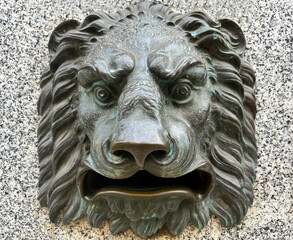 Close view of old metallic doorknob