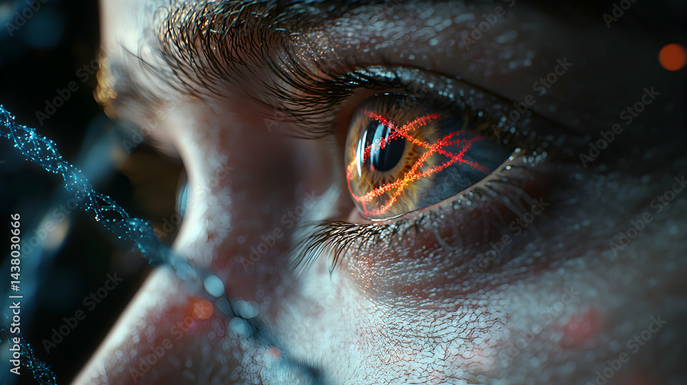 Aufkleber a close-up of an eye with futuristic elements. suggests digital integration or a glimpse into the fu