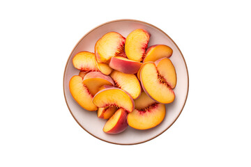 Juicy Peach Slices in Bowl Fresh Summer Fruit