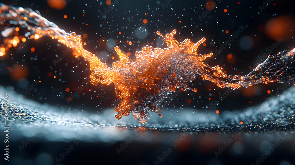 Poster an abstract depiction of energy and transformation in a dynamic display. perfect for science or tech