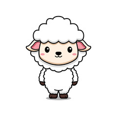 Cute Sheep Animal Character Icon Illustration. Flat Cartoon Style Suitable for Web Landing Page, Banner, Sticker, Card