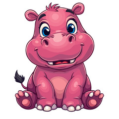 Fototapeta premium Hippopotamus cartoon vector on white background