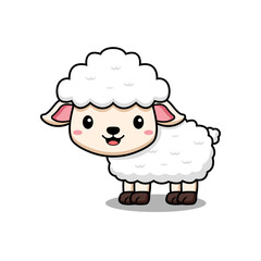 Obraz premium Cute Sheep Eid Al Adha Animal Character Icon Illustration. Flat Cartoon Style Suitable for Web Landing Page, Banner, Sticker, Card
