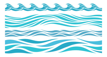 Decorative wave lines — sea pattern set