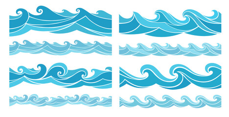 collection of seamless wave borders
