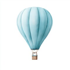 Fototapeta premium Vintage blue hot air balloon illustration against a clean background.