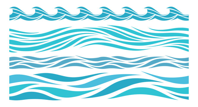 Decorative wave lines &mdash; sea pattern set