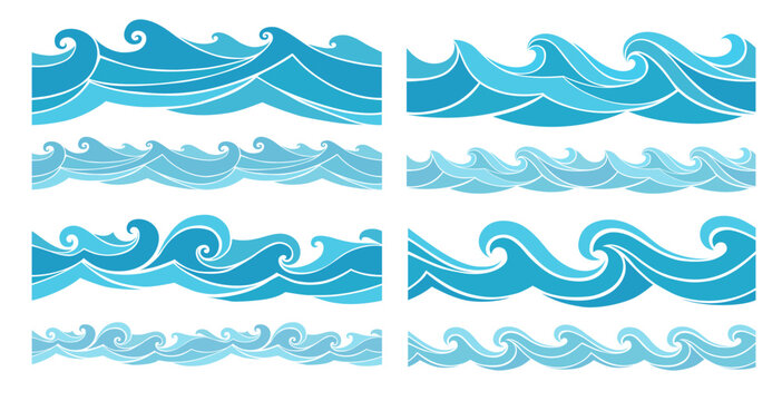 collection of seamless wave borders