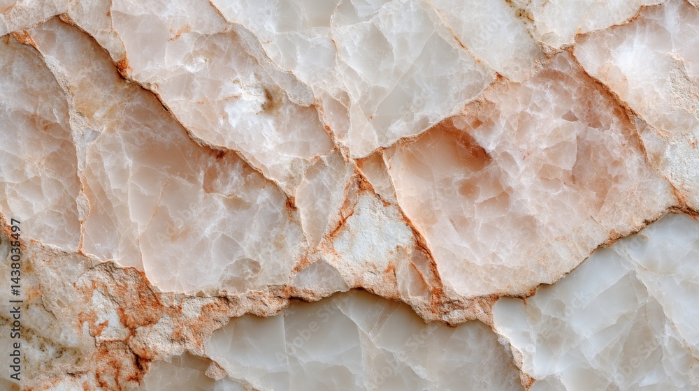 Aufkleber Polished onyx stone displays intricate natural patterns under subtle ambient light, creating a serene atmosphere with clear space for text on the left side