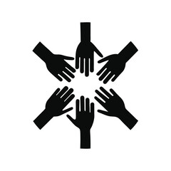 Obraz premium team hands holding together icon Partnership Rounded vector illustration isolated on white background