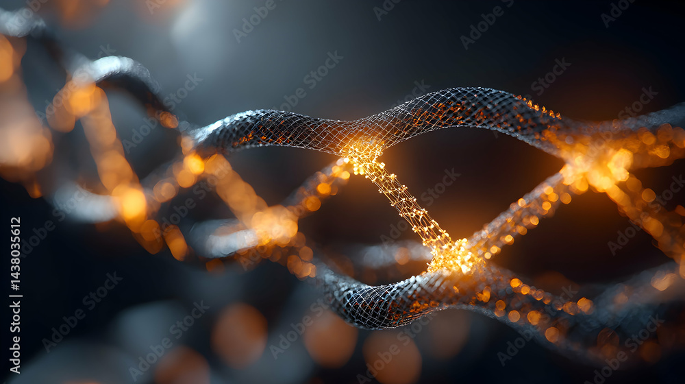 Poster abstract image of a network structure with a glowing core suggestive of connections. suitable for sc