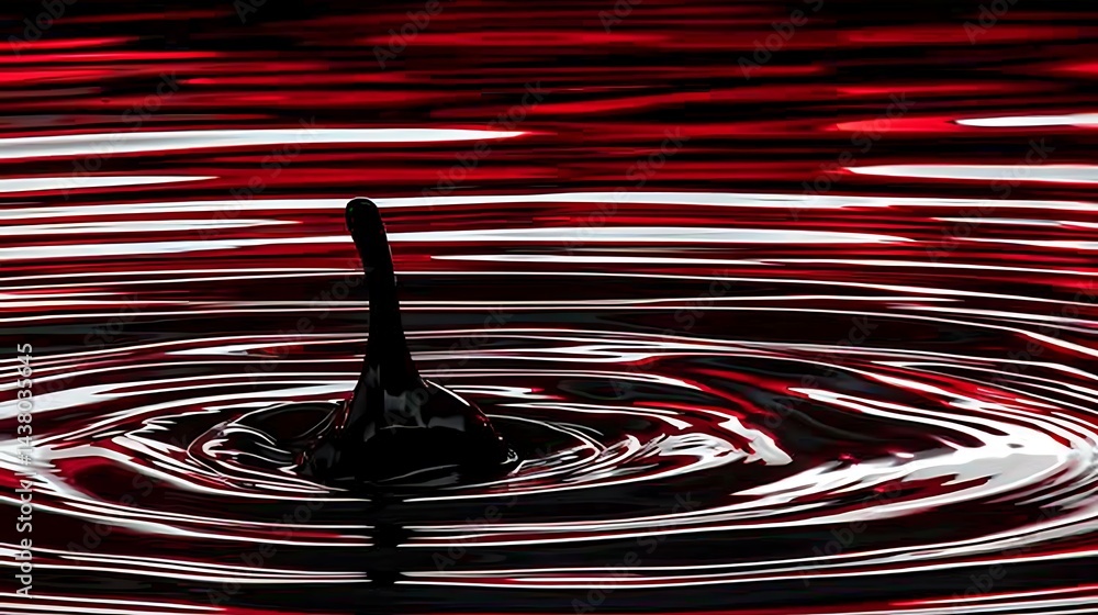 Poster abstract liquid splash in motion with dark and glossy fluid dynamic details