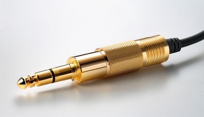 sleek golden audio connector with a modern design for high quality sound transmission white background