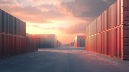 Obraz premium Containers in shipping yard, shipping port. 