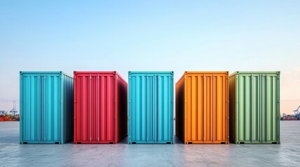 Containers in shipping yard, shipping port.
