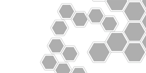 Geometric technology white hexagon background. Abstract vector illustration Science technology and medical concept hexagon on transparent background.