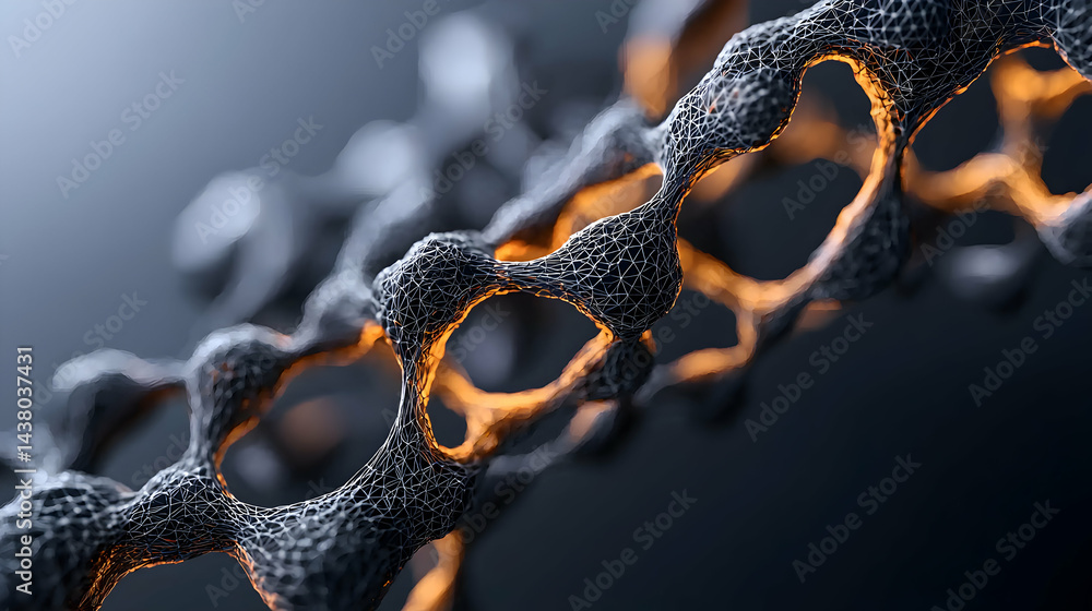 Poster an abstract network structure with glowing interior. ideal for scientific or technology-related visu