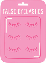 false eyelashes in pink package flat illustration
