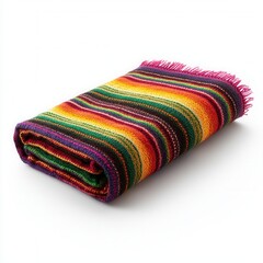 cinco de mayo concept. Colorful woven blanket with vibrant stripes, neatly folded.