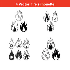 Vector Fire and Flame icons,Flame fire border frame silhouette template
