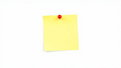 Yellow sticky note attached to a white surface with a red push pin holding it in place on the wall created with generated ai