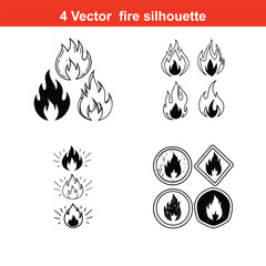 Vector Fire and Flame icons,Flame fire border frame silhouette template