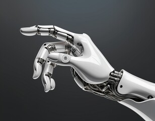 white cyborg robotic hand finger 3d rendering isolated on free background