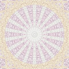 The fabric pattern is designed with old ceramic tiles and a vintage park background.