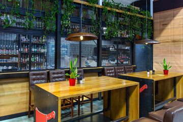 Minimalist cafe with minimalist aesthetics, simple furnishings, and an atmosphere of relaxation