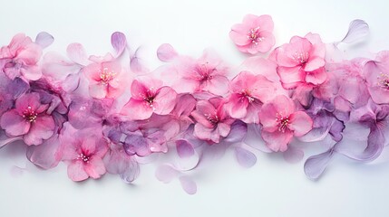 Fototapeta premium Beautiful Pink and Purple Flowers Delicate Petals Floral Arrangement Soft Watercolor Style Romantic Spring Blossom Nature Botanical Illustration 
