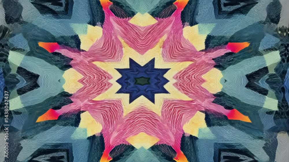 Aufkleber vibrant textile design with layered geometric shapes and captivating patterns