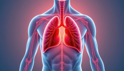 Human Body Structure with Detailed Illustration of Lungs Anatomy