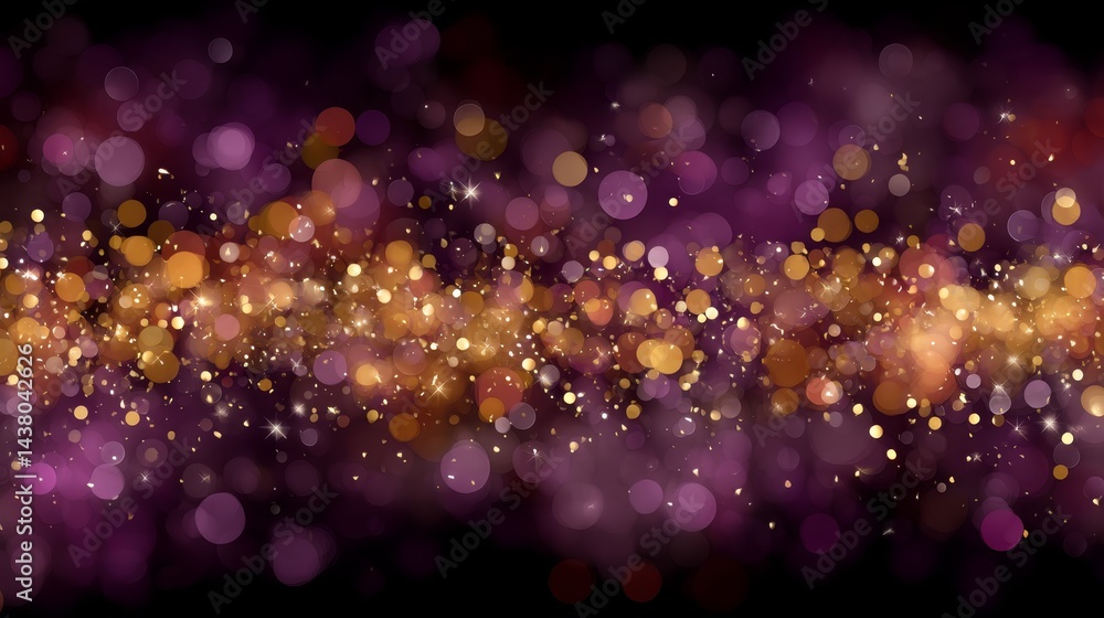Leinwandbilder vivid golden and deep purple lights burst in a celebratory atmosphere, creating an enchanting night 