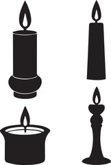 Fototapeta premium burning candle vector, burning candle silhouette vector, burning candle logo vector illustration