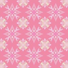 delightful pattern stylized flowers various colors on pink background