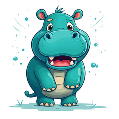 Fototapeta premium Hippo cartoon vector on white background